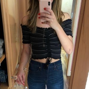 Storia Black Striped Crop Top